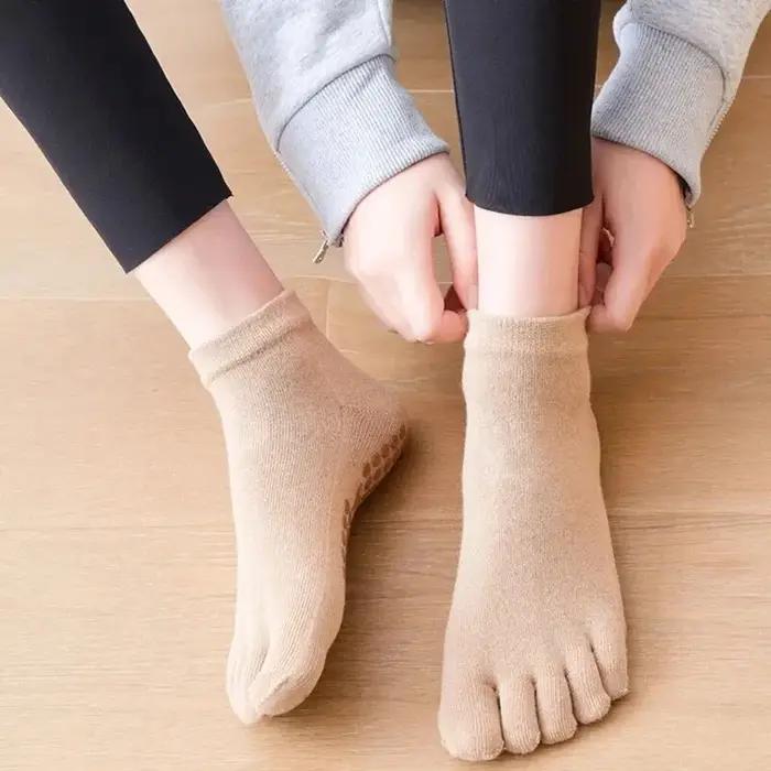 Chaussettes respirantes femme 5 paires - Yoga danse fitness coton silicone antidérapant