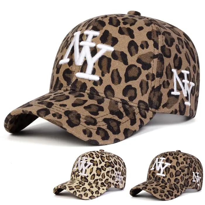 Casquette de Baseball unisexe NY lettre brodée imprimé léopard, chapeaux décontractés réglables pour