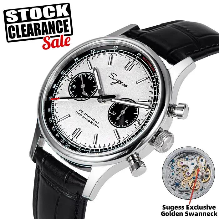 Sugess-Montre Pilote pour Homme, Chronographe Mécanique, Montre-Bracelet, Air Force, Saphir, Étanche