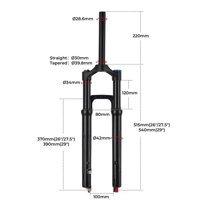 BOLANY 27.5 29er fourche à Air de Suspension de vélo 9x100mm QR vtt fourche de choc avant de vélo re