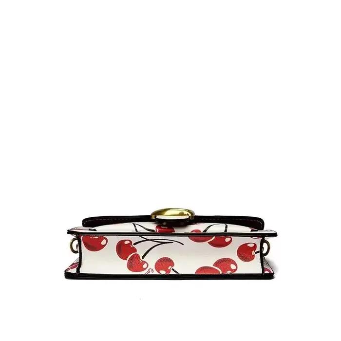 Sac à langer en cuir pleine fleur de qualité supérieure, mini sac carré cerise, élégant, luxueux et