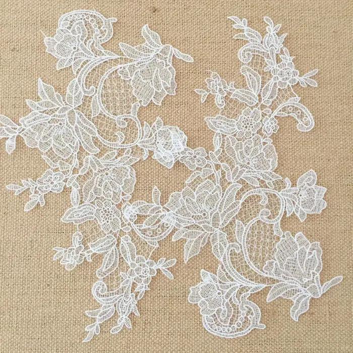 Patch en dentelle ajourée à fleurs blanches, 1 paire, accessoires de réparation de voile de vêtement