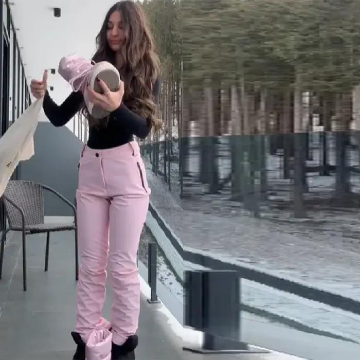 Combinaisons de ski d'hiver chics et chaudes pour femmes, coupe-vent, imperméables, avec capuche, pa