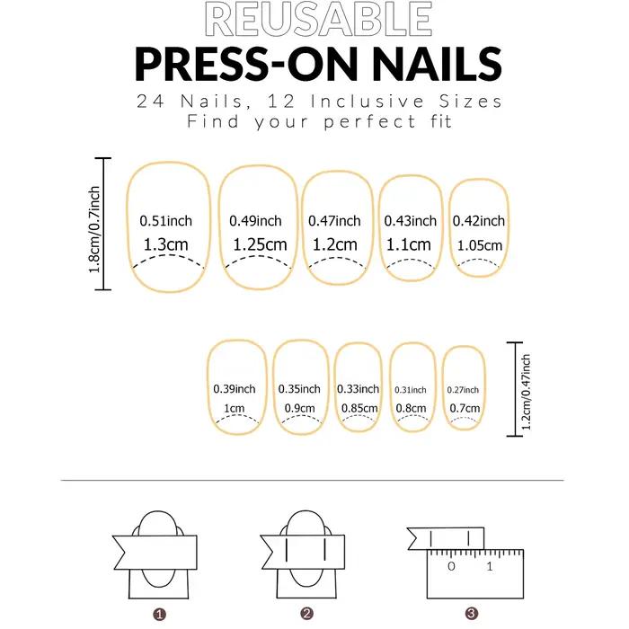 Ongles de Type presse 48 pièces, faux ongles carrés et de presse de taille moyenne, faux ongles poin