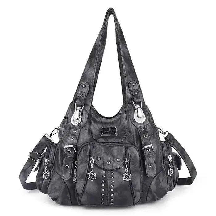 Sac à main pour femme Angel Kiss, grand sac fourre-tout vintage en PU avec poignée supérieure, sac à