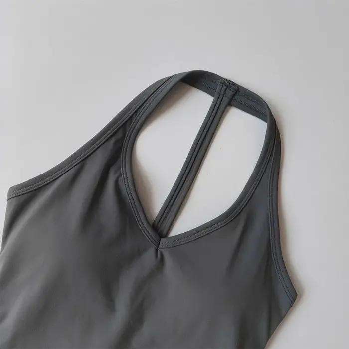Gilet de sport de Yoga pour femmes, col en v, Design suspendu au dos, course en plein air, entraînem
