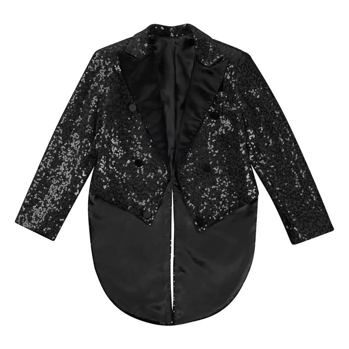 Veste de manteau à paillettes pour enfants garçons, coupe classique, smoking avec queues, Blazer bri