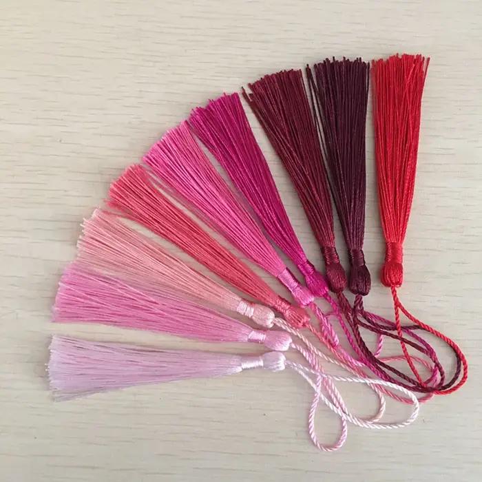 Frange à pampilles en soie et Polyester, 100 pièces/paquet, 13cm, garniture de pompons en coton pour