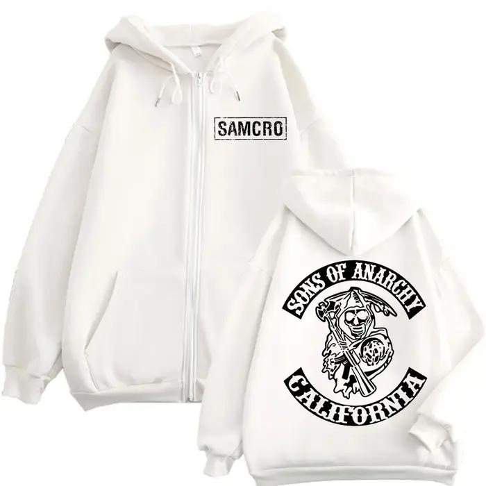 Sons of Anarchy – sweat à capuche avec fermeture éclair imprimée Double face pour hommes et femmes,