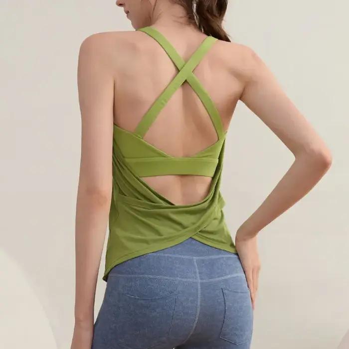 Costume de Yoga deux pièces avec coussinet de poitrine avec faux gilet, Sexy, entraînement de course