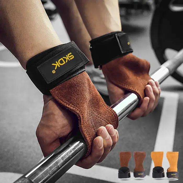 Poignées de gymnastique pour hommes et femmes, protège-paume en cuir de vache, gants d'haltérophilie