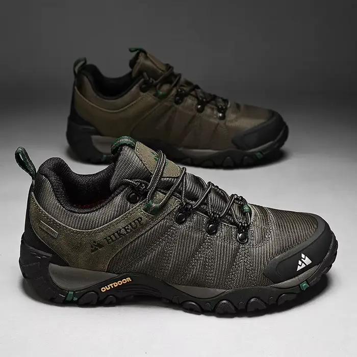 HIKEUP-Chaussures de randonnée en cuir véritable pour hommes, chaussures d'escalade à semelle en cao