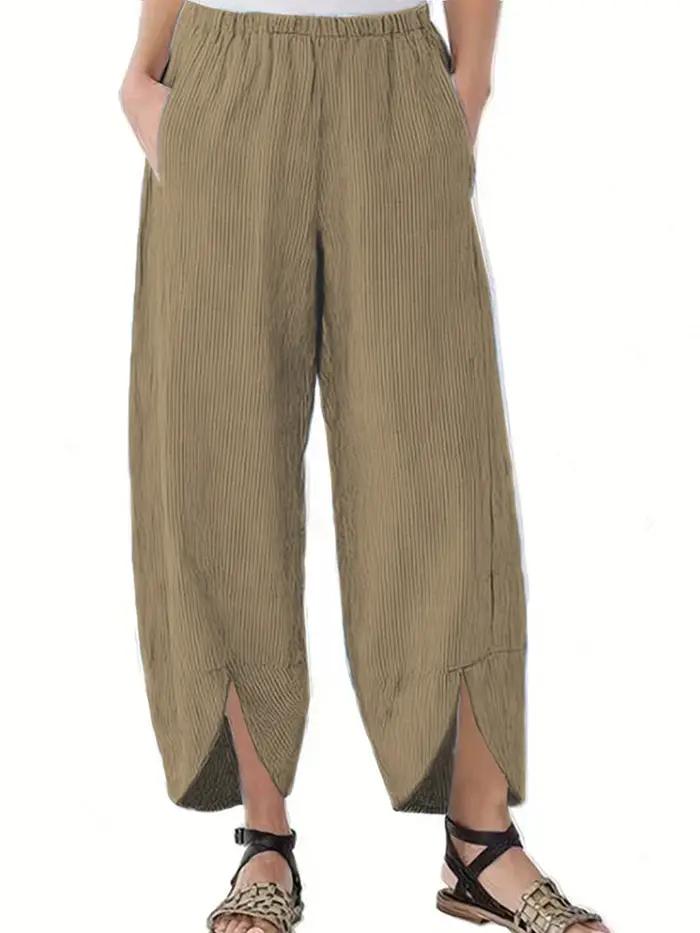 Nouveautés 2026 : Pantalons amples à jambes larges pour femmes grandes tailles, taille élastique, co