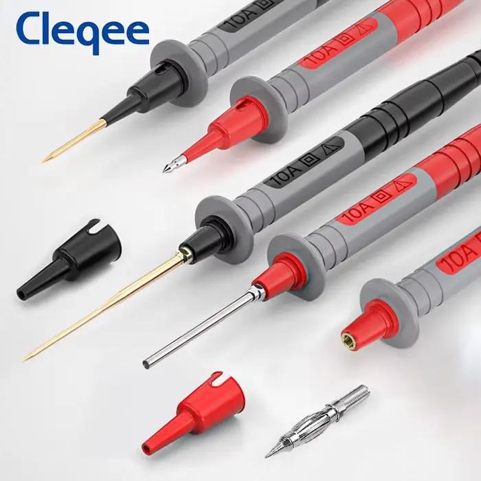 Cleqee P1308D Kit de fils de Test multimètre multifonctionnel en Silicone avec aiguilles tranchantes