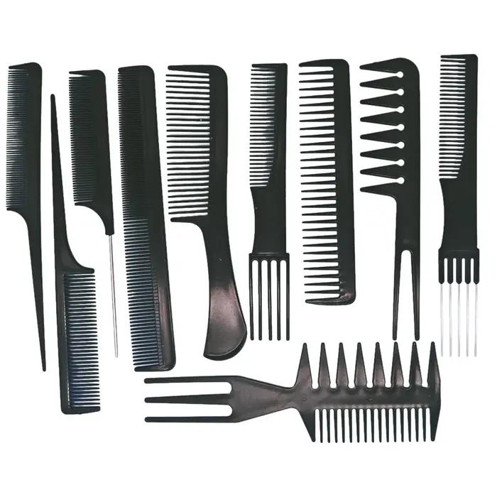 10 pièces nouveau style coiffure hommes femmes Salon de beauté cheveux coiffure brosse noire peignes