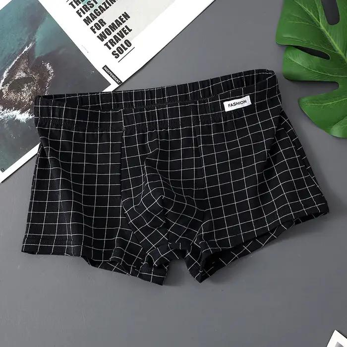 Sous-vêtements pour hommes respirant ample taille moyenne Sexy Plaid Homewear culottes coton confort