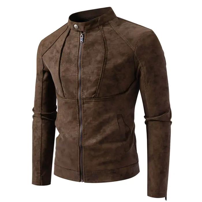 Blouson moto vintage slim fit pour homme, décontracté, à manches longues, coupe ajustée, pour l'auto