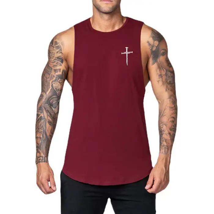 Débardeur de sport personnalisé croisé pour homme entraînement musculation fitness coton ajustement parfait style athlétique