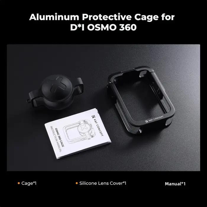 K&F CONCEPT Cage en Aluminium pour Appareil Photo pour DJI Osmo 360 Étui de Protection avec Cache Ob