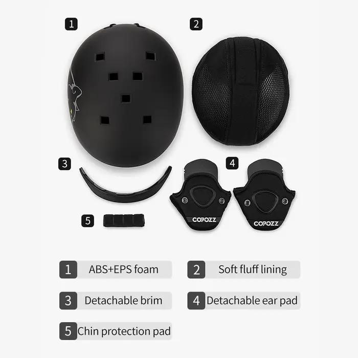 Casque de ski COPOZZ unisexe anti-impact - Certifié sécurité neige pour adultes et enfants snowboard