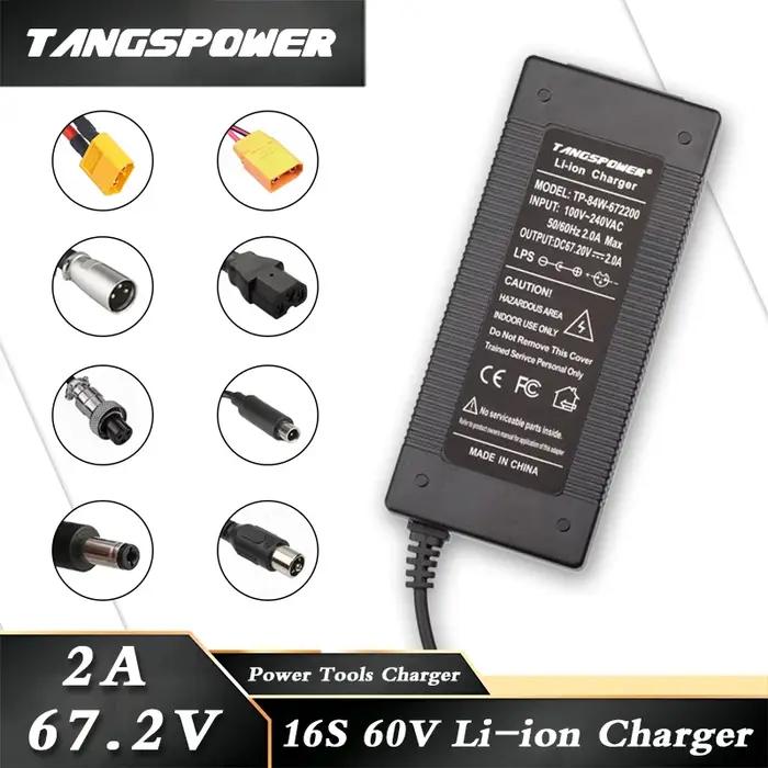 Chargeur de batterie au Lithium 67.2V 2A, 16S 60V, Li-ion, charge rapide intelligente, nouvelle expé