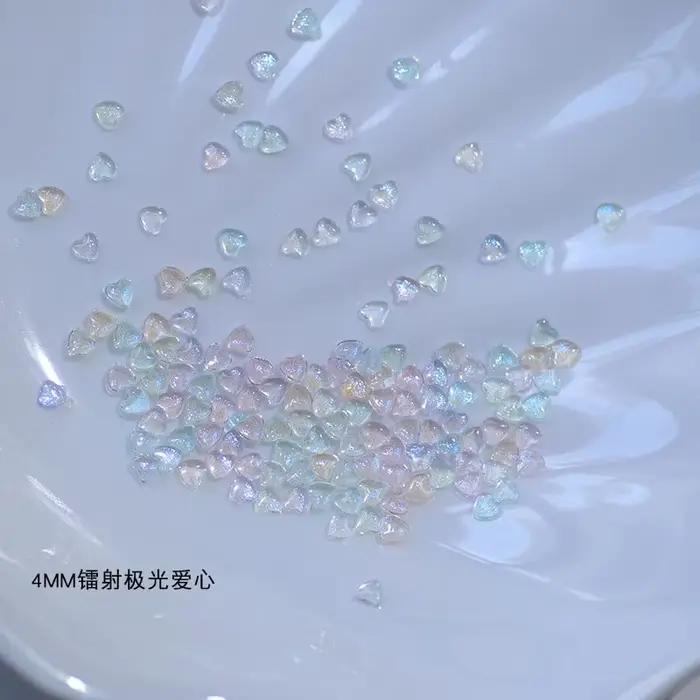 30 pièces/boîte Kawaii paillettes poudre coeur Nail Art décorations 3D résine strass breloques dessi