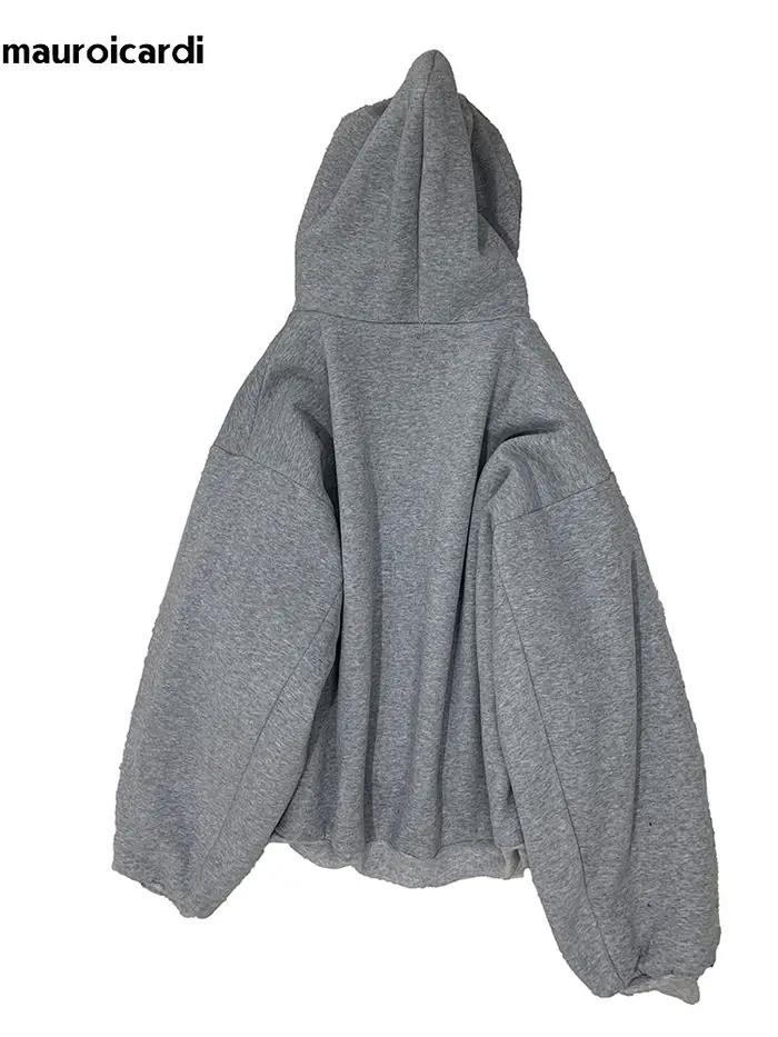 Mauroicardi automne surdimensionné réversible sweats à capuche hommes ample décontracté luxe vêtemen