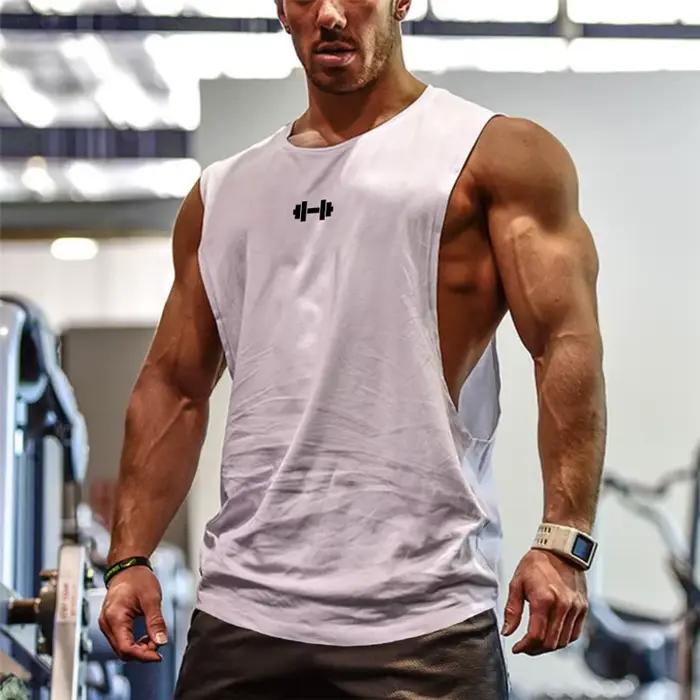 Gilets d'entraînement Fitness coton respirant fentes latérales hommes musculation sans manches