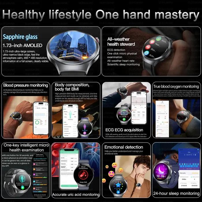 2026 nouveau niveau professionnel ECG + PPG corps sang lipide montres intelligentes pression artérie