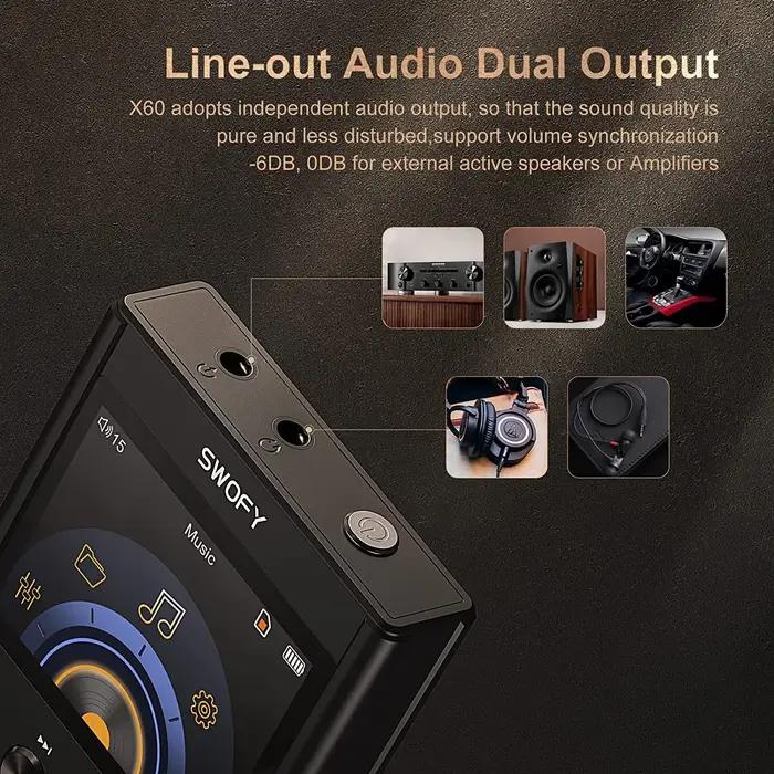 Lecteur MP3 HiFi 64 Go, DAC haute résolution avec ruban audio numérique haute résolution DSD, prend