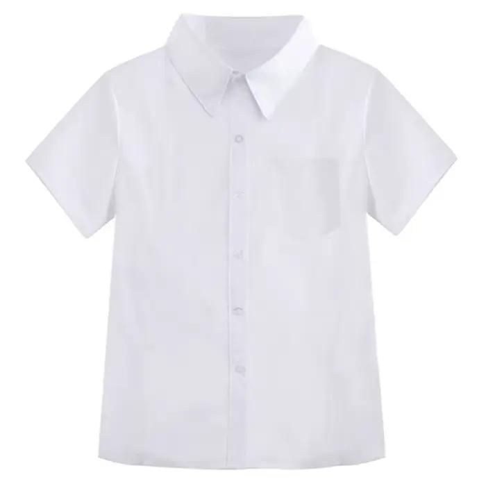 Chemise blanche classique décontractée, style preppy basique, coupe ample, chemisier simple à manche