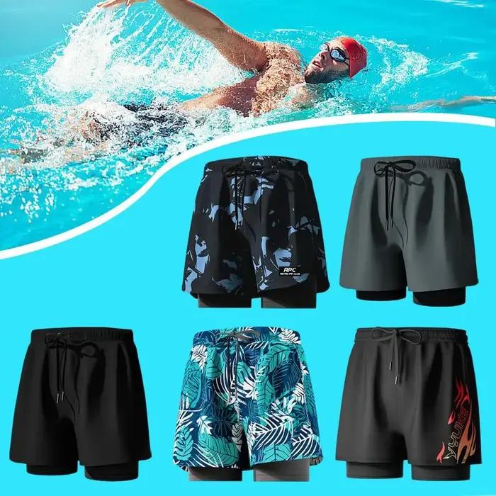 Maillot de bain 2 en 1 homme - Short compression séchage rapide course gymnastique
