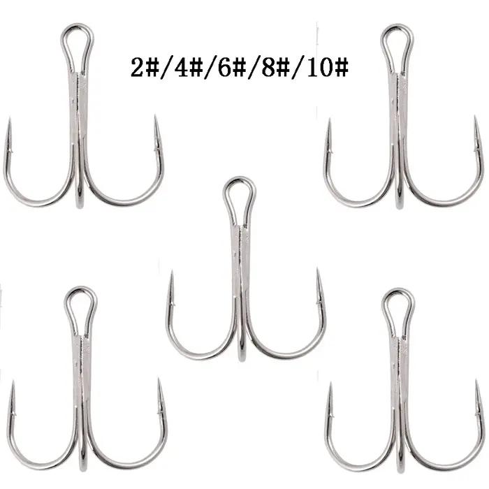 Hameçons triples de pêche aiguisés blancs, matériel de pêche au poisson, outils et accessoires, 10 p