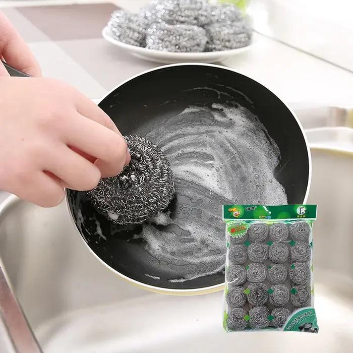 Boule d'acier en fil de Zinc élevé, 20 pièces, équipements de nettoyage de la vaisselle, tampons en