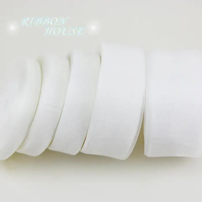 (50 yards/rouleau) rubans en Organza 12/15/20/25/40/50mm, vente en gros, emballage cadeau blanc, déc