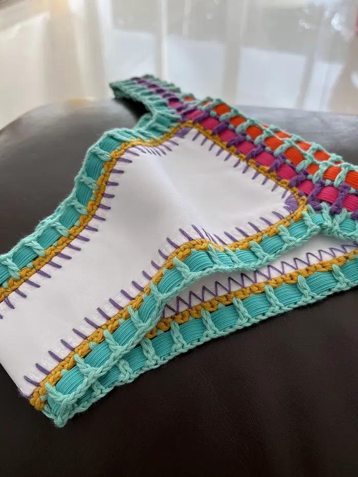 Maillot de bain crocheté à la main pour femmes, blanc, sexy, style boho, réversible, mignon, vêtemen