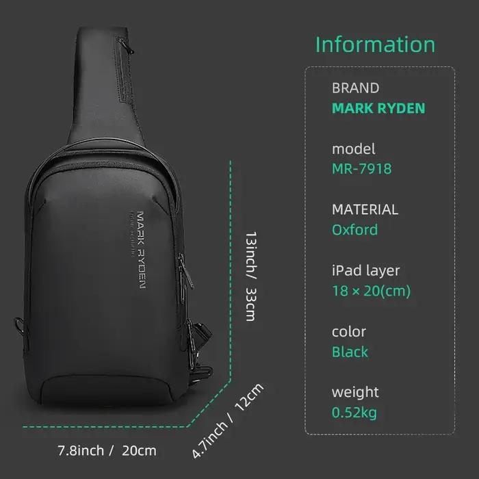 Mark Ryden sac à bandoulière pour hommes sac de poitrine de sport hydrofuge sacs