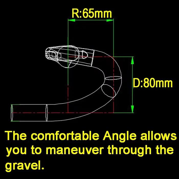Guidon en carbone mat 37 Degrees Drop 80mm pour gravel et vélos de route avec câblage intégré grande ouverture confortable pour pilotes expérience conduite précise