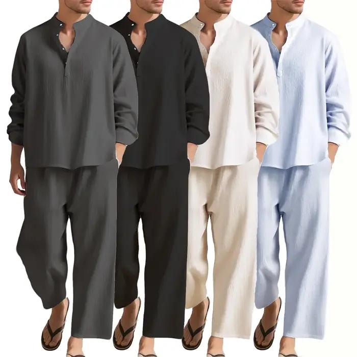 Chemise et pantalon à manches longues pour hommes, vêtements de plage, survêtement, chemises de coul