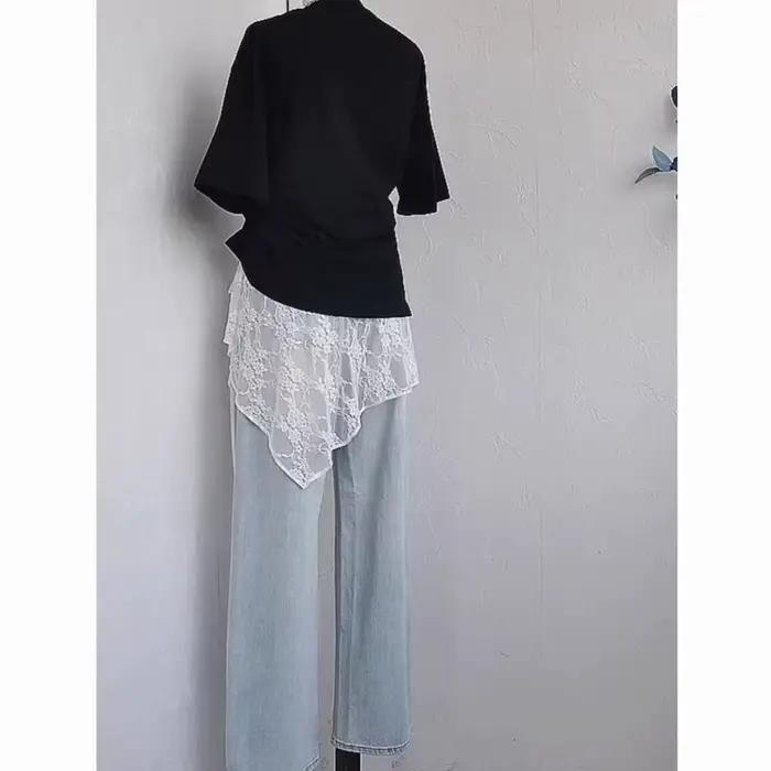 Jupe courte à lacets française pour rideau de pet, jupe superposée de printemps, jupe portefeuille p