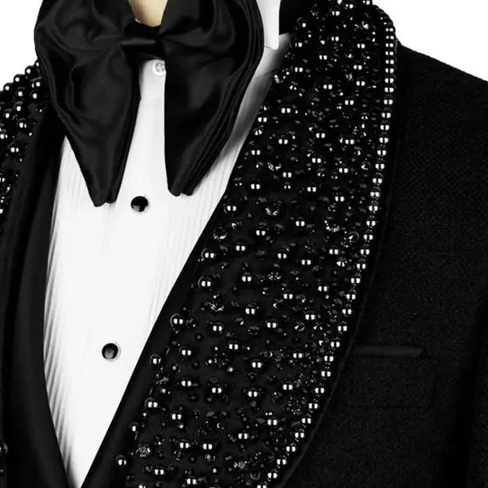 Costumes pour hommes personnalisés avec strass, ensembles 2 pièces, blazer de bal pour homme à rever