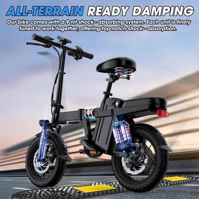 Vélo Électrique Pliable Adulte Moteur 500W Suspension 9 Points Freins Disque Autonomie 45km Pour Déplacements Quotidien Vacances
