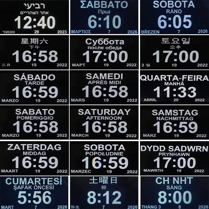 Horloge de calendrier LED avec 12 groupes d'horloges d'alarme réglables. Idéal pour les personnes âgées