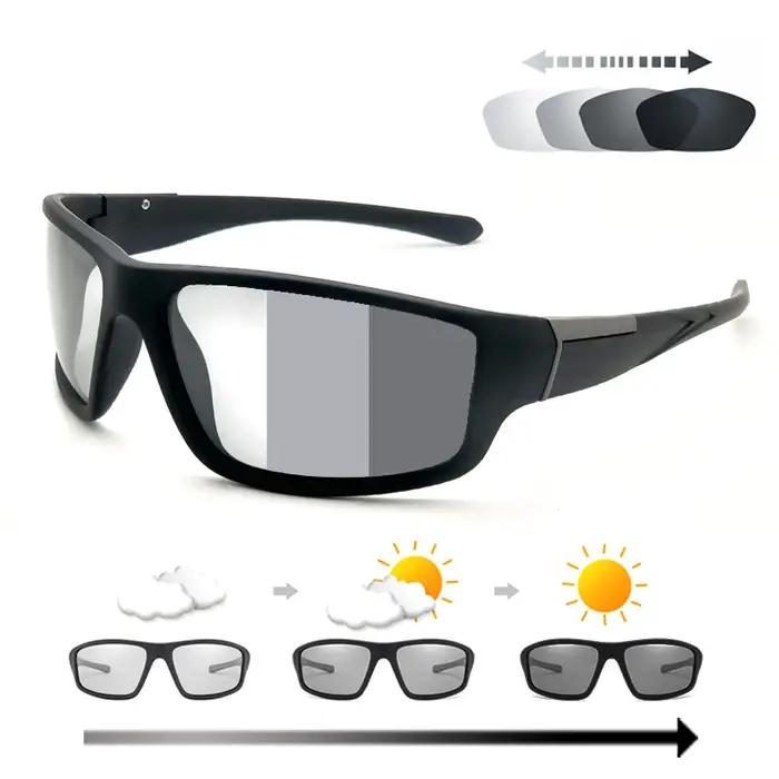 Lunettes de soleil photochromiques pour hommes, lunettes de sport noires mates pour le cyclisme, lun