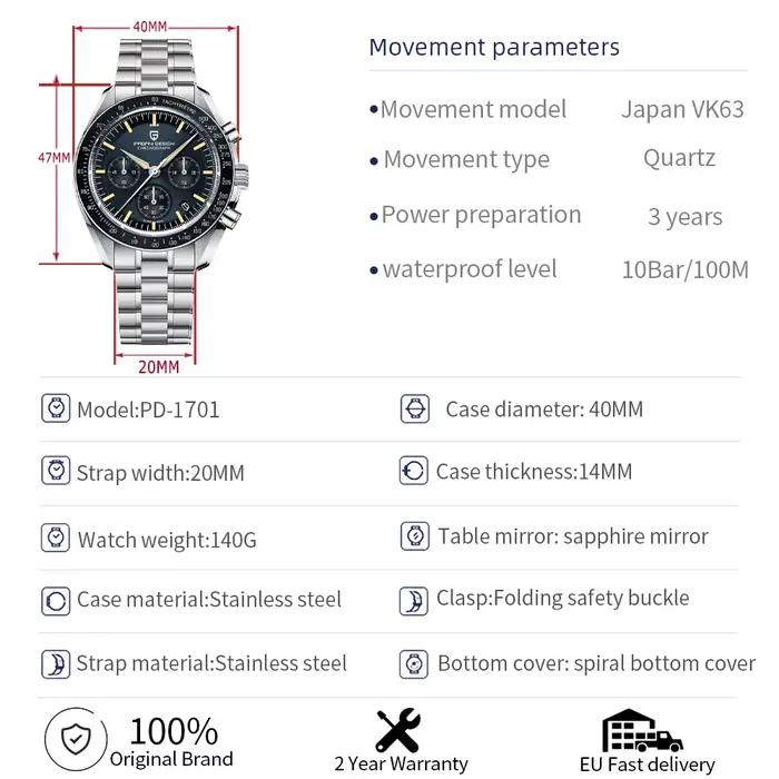 Nouvelle montre PAGANI DESIGN 2026, hommage à CK2998, montre lunaire, montres à quartz rétro de luxe