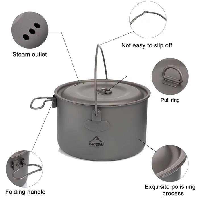 Ensemble vaisselle titane Widesea camping randonnée trekking cuisine extérieure léger durable