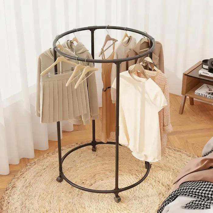 Porte-vêtements multifonctionnel rotatif à 360 degrés en acier inoxydable, porte-manteau, support de