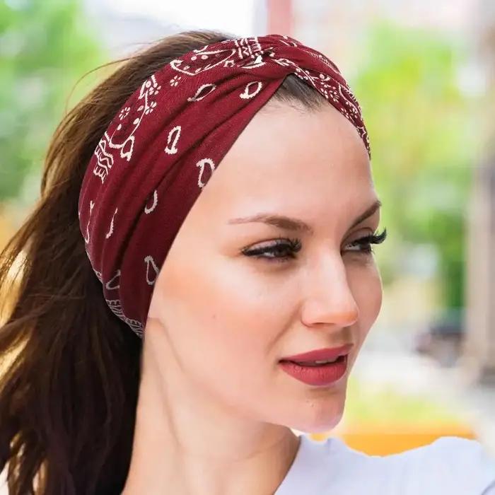 1pc bandeau pour femmes extensible large bandeau noué bandeau pour Yoga course sport bandeau femmes