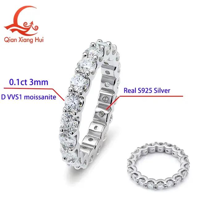 Bague éternelle ronde en moissanite D VVS de 3 mm ou 2 mm