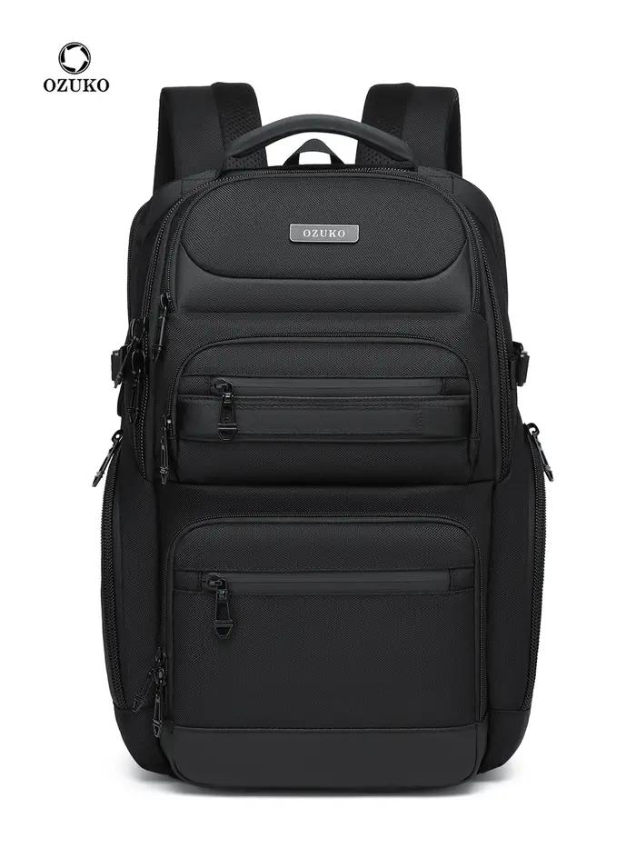 OZUKO noir gris hommes sac à dos grande capacité 15.6 pouces sacs à dos d'ordinateur portable homme